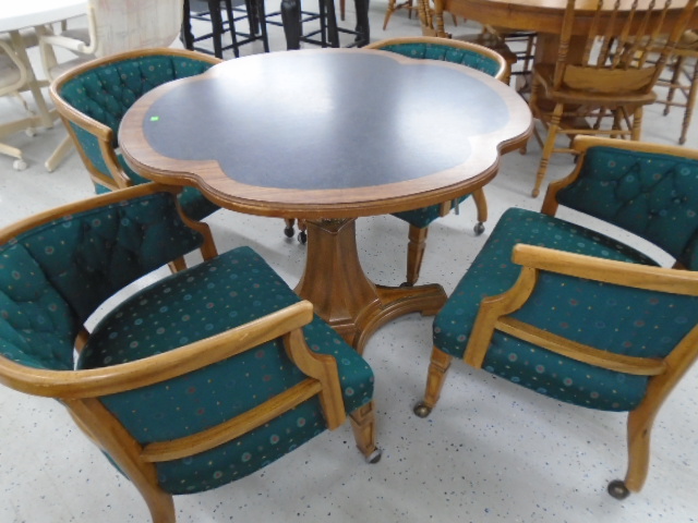 Game Table and 4 Caster Chairs