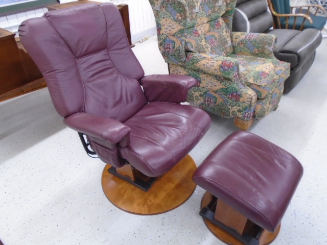 Leather Recliner and Footstool