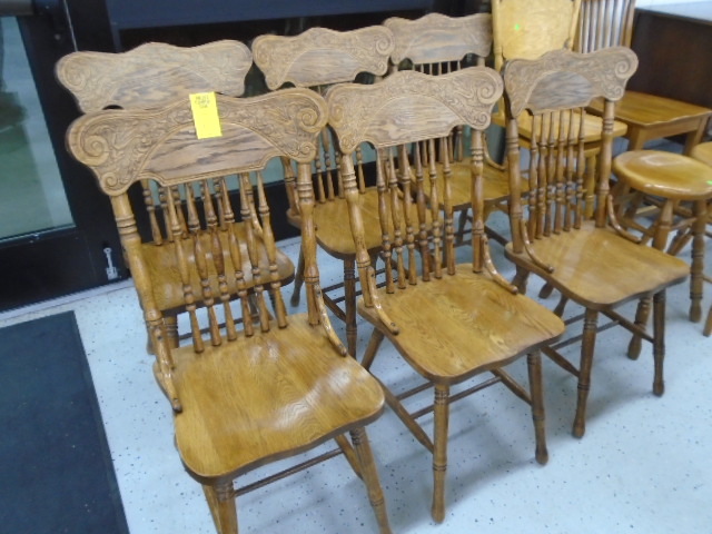 Set of 6 Pressed Back Dining Room Chairs