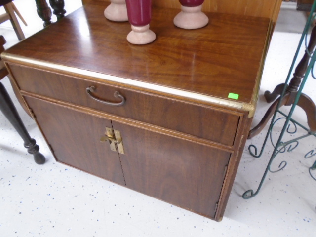 Side Table Brass Edge Cabinet